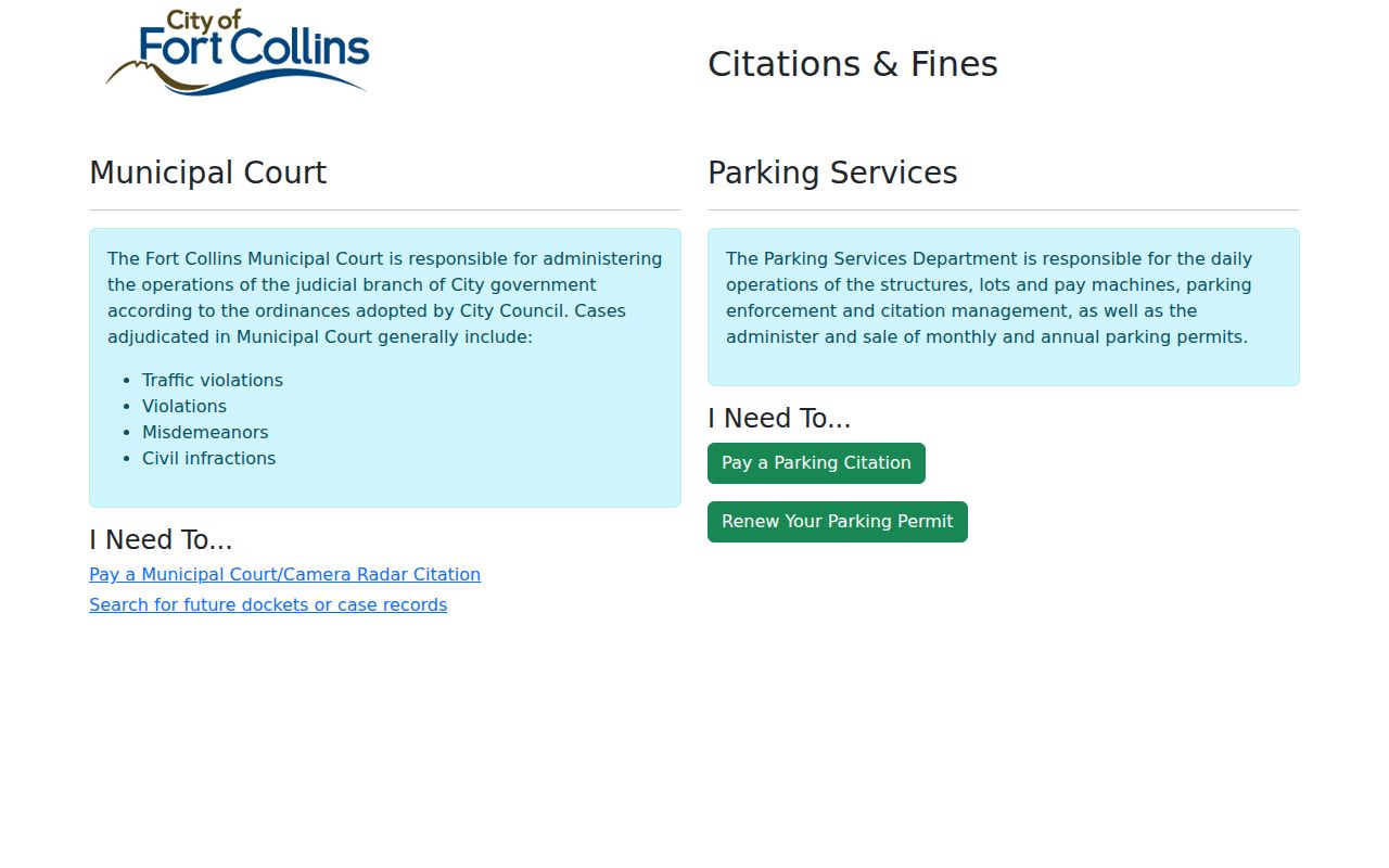 Larimer County case lookup through Fort Collins future dockets