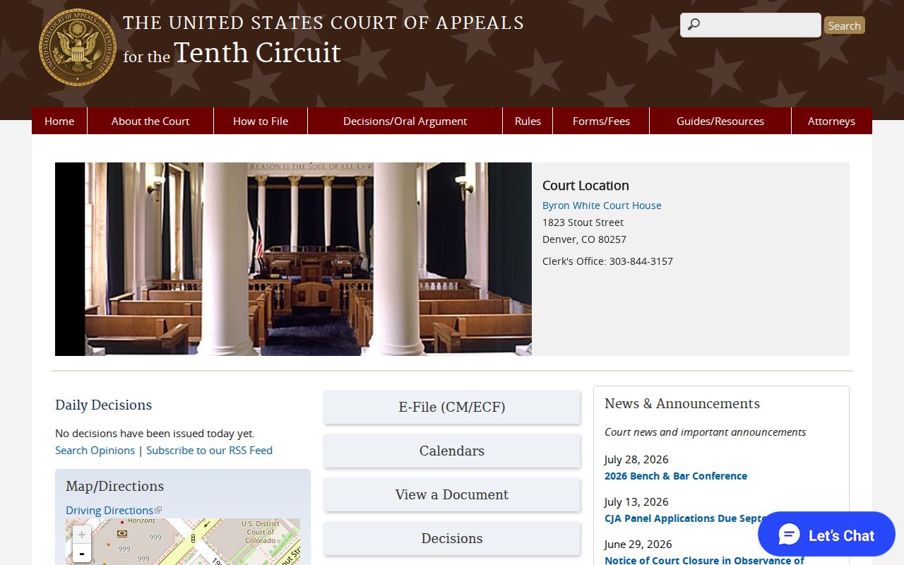 Larimer County court calendar and Tenth Circuit court access